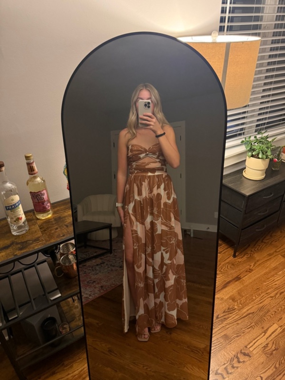 Katie May Adele Strapless Gown Brown Floral‎ Cut Out Small